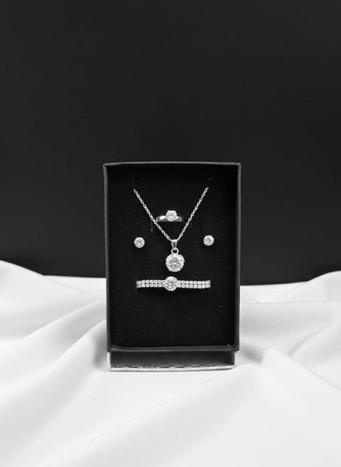 Premium Solitaire Necklace, Ring, Bracelet & Earrings Set