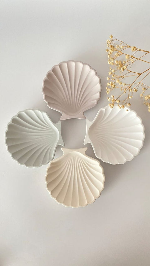 Elegant Shell Shape Ceramic Bowls Set – Minimal Aesthetic Decorative & Serving Bowls (Set of 4)